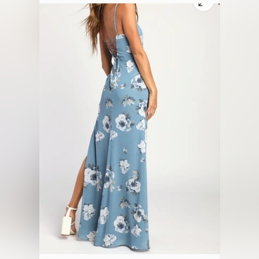 Floral Blue Maxi Dress - Picture 2 of 2